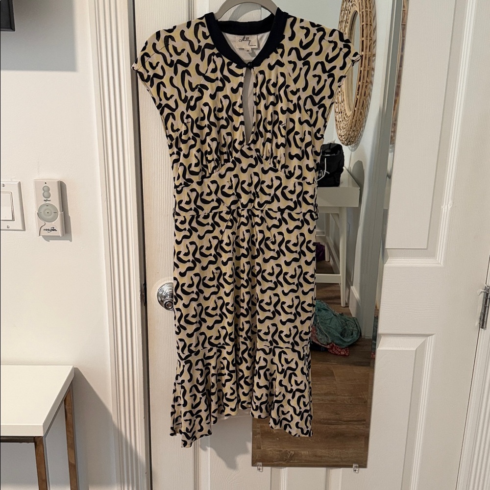 Milly Black and Cream Midi Dress